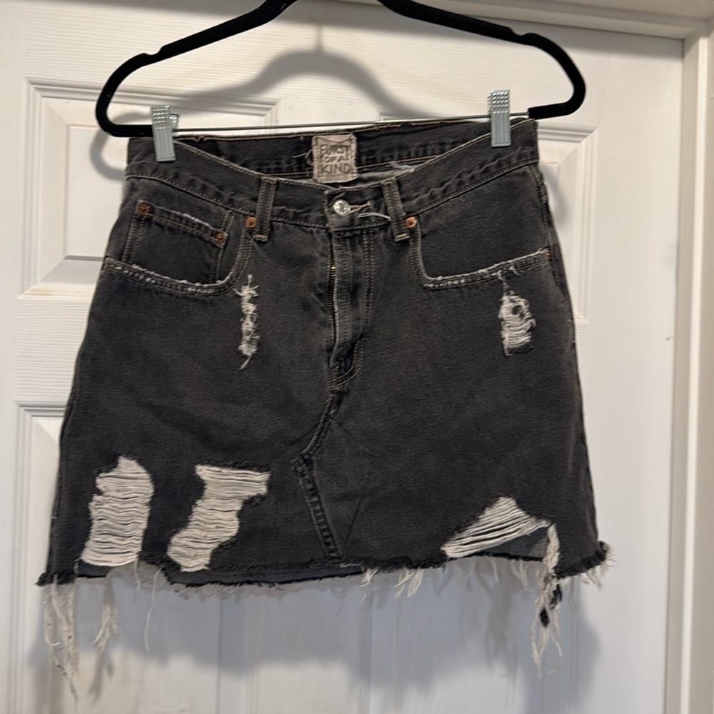 Furst of a Kind x Levi’s Re-purposed Denim Mini Skirt Distressed Grunge medium